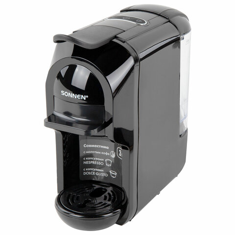Кофемашина капсульная 3 в 1 для молотого кофе и капсул DOLCE GUSTO и NESPRESSO, SONNEN CM510, 1450 Вт, объем 0,6 л
