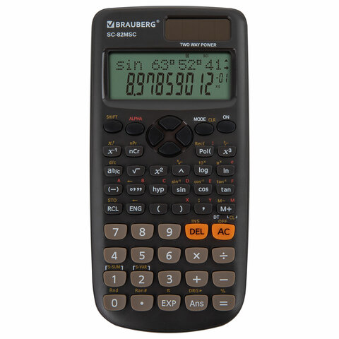 Калькулятор инженерный BRAUBERG SC-82MSС (165х84 мм), 240 функций, 10+2 разрядов, двойное питание
