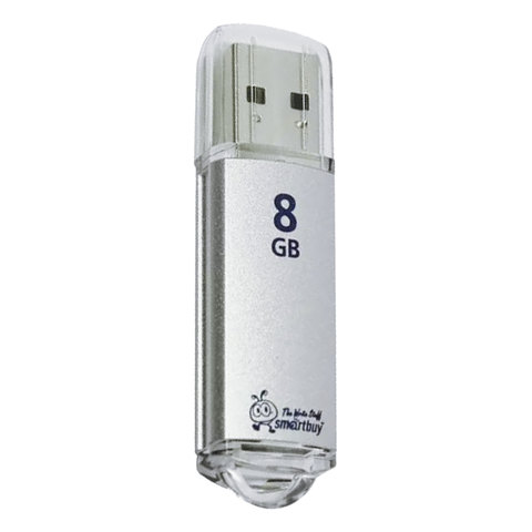 Флеш-диск 8 GB, SMARTBUY V-Cut, USB 2.0, металлический корпус, SB8GBVC-S