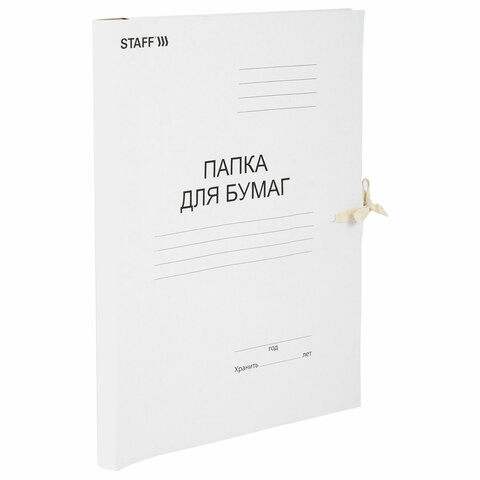Папка для бумаг с завязками картонная STAFF, гарантированная плотность 220 г/м2, до 200 л.