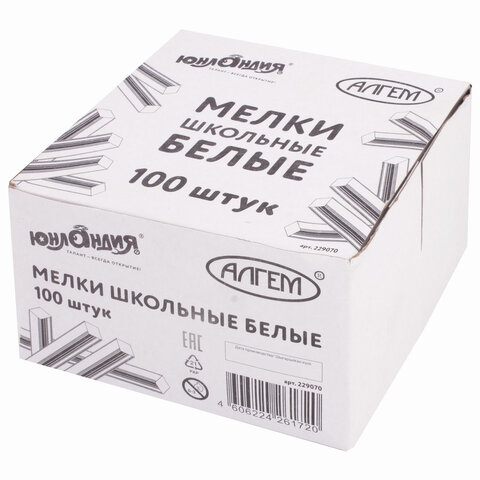 Мел квадратный 100 штук, ЮНЛАНДИЯ (Алгем), картонная упаковка