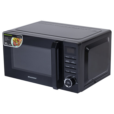 Микроволновая печь BRASSON (БРАССОН) MW2070D-8BL, л, 700 Вт, таймер, 8 АВТО ПРОГРАММ, дисплей, защита от детей