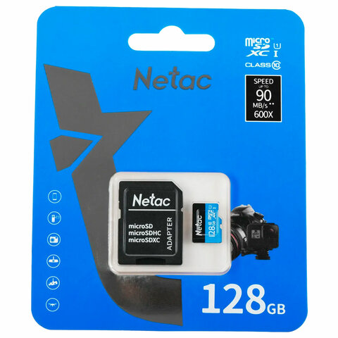 Карта памяти microSDXC ГБ, NETAC P500 Standard, UHS-I U3, Мб/с, (class 10), NT02P500PRO-128G-S