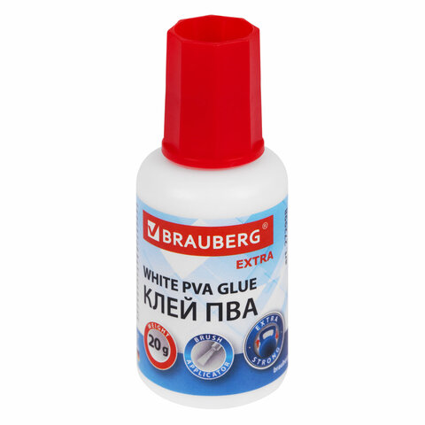 Клей ПВА УСИЛЕННЫЙ г с кисточкой (бумага, фотографии, картон, дерево), BRAUBERG Extra