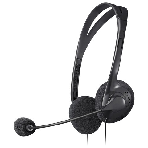 Наушники с микрофоном (гарнитура) DEFENDER AURA-102, проводные, 1,55 м, с оголовьем