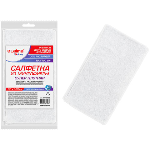 Салфетка из МИКРОФИБРЫ см, WHITE ULTRA DENSE OVERLOCK, 280 г/м2, LAIMA HOME