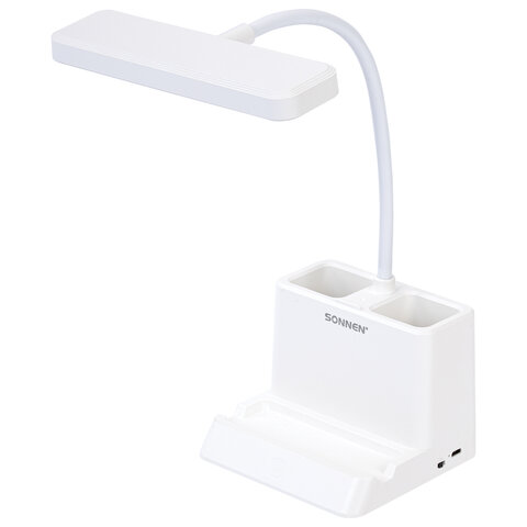Настольная лампа / светильник беспроводная SONNEN PT-302, органайзер, USB, LED, 3 Вт, 3 режима