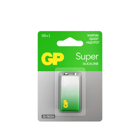 Батарейка 1 шт., GP Super G-Tech, Крона (6LR61, 6LF22, 1604A), алкалиновая, блистер, 1604A-5CR1, 1604A-BC1