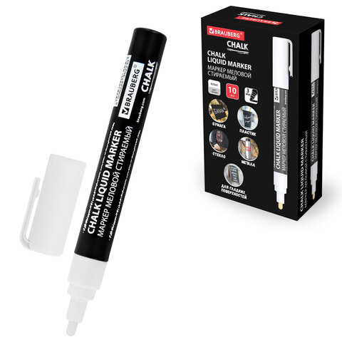 Маркер меловой CHALK LIQUID MARKER, 3 мм, стираемый, BRAUBERG 