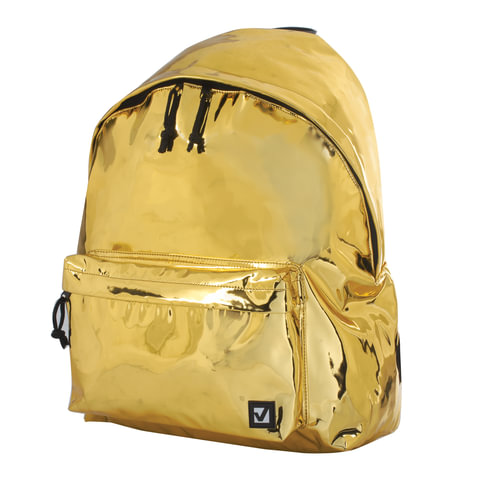Рюкзак BRAUBERG GLOSSY универсальный, блестящий, светло-золотой, 41х32х14 см