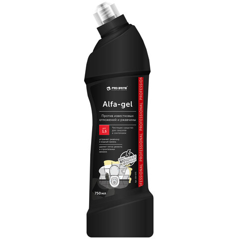 Средство для уборки санитарных помещений мл, PRO-BRITE ALFA-GEL, кислотное, концентрат, гель, 054-075