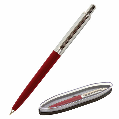 Ручка подарочная шариковая BRAUBERG Soprano, корпус серебристый с бордовым, 0,5мм