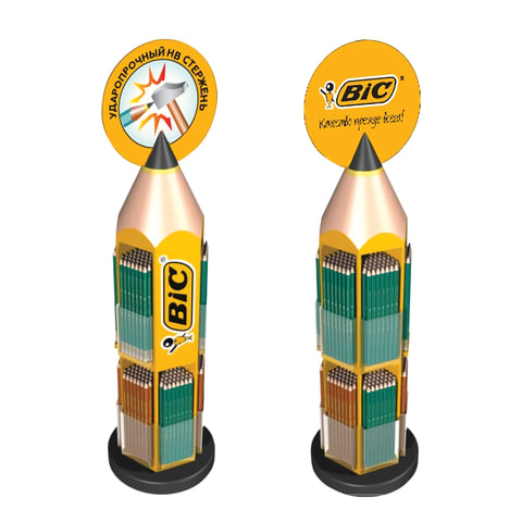 Дисплей настольный для размещения карандашей BIC, 21х21х90 см, 11 отделений, БЕЗ НАПОЛНЕНИЯ