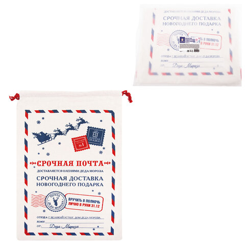 Подарочный мешок Деда Мороза (1 шт.), новогодний, см, полиэстер, хлопок, ЗОЛОТАЯ СКАЗКА