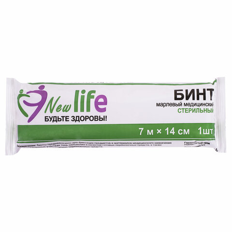 Бинт марлевый стерильный NEW LIFE , плотность 36 (±2) г/м2, индивидуальная упаковка