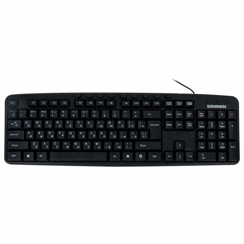 Клавиатура проводная SONNEN KB-8137, USB, 104 клавиши + 9 дополнительных, мультимедийная