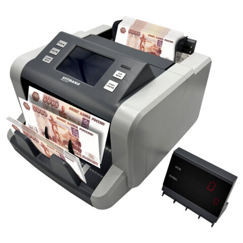 Счетчик банкнот VITRANA (ВИТРАНА) HR60 MUIC, 1000 банкнот/мин, опр. номинала RUB USD CNY EUR, внешн. дисплей, УФ МАГ ИК CIS детекция