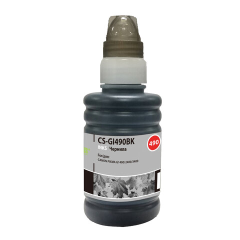 Чернила CACTUS (CS-GI490BK) для СНПЧ CANON Pixma G1400/G2400/G3400, 0,1 л