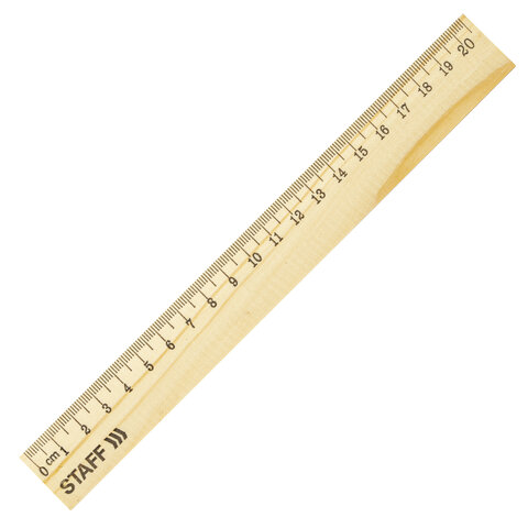 Линейка деревянная 20 см, STAFF