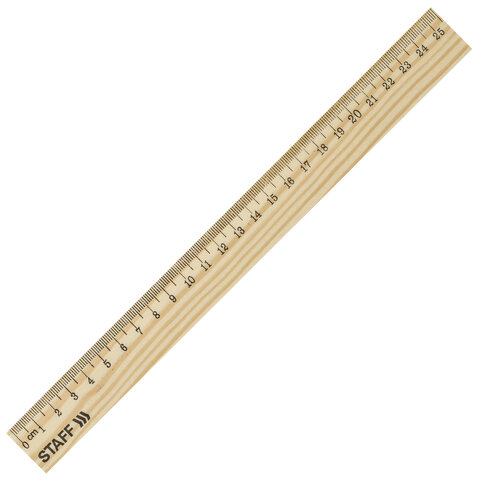 Линейка деревянная 25 см, STAFF