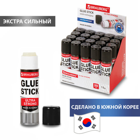 Клей-карандаш BRAUBERG ULTRA STRONG, УСИЛЕННАЯ ФОРМУЛА, г, ЮЖНАЯ КОРЕЯ