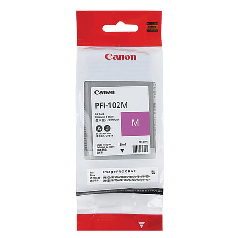 Картридж струйный CANON (PFI-102M) iPF500/510/F600/605/610/650/655/700/710/720, оригинальный, мл, 0897B001