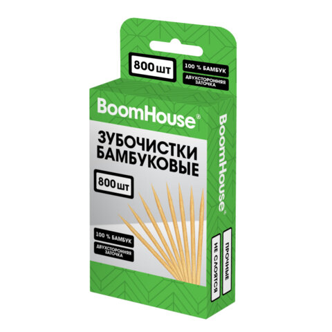 Зубочистки бамбуковые 800 шт. в коробке с подвесом, BOOMHOUSE (БУМХАУС)