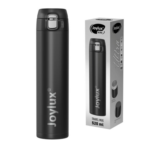 Термокружка 520 мл JOYLUX (ДЖОЙЛЮКС) ULTRA BLACK, нержавеющая сталь SUS304, матовый