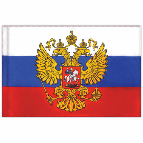 Флаг России см с гербом, ПОВЫШЕННАЯ прочность и влагозащита, флажная сетка, STAFF