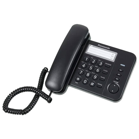 Телефон PANASONIC KX-TS2352RUB, память 3 номера, повторный набор, тональный / импульсный режим, индикатор вызова