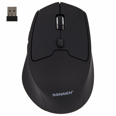 Мышь беспроводная SONNEN V33, USB, 800/1200/1600 dpi, 6 кнопок, оптическая, SOFT TOUCH