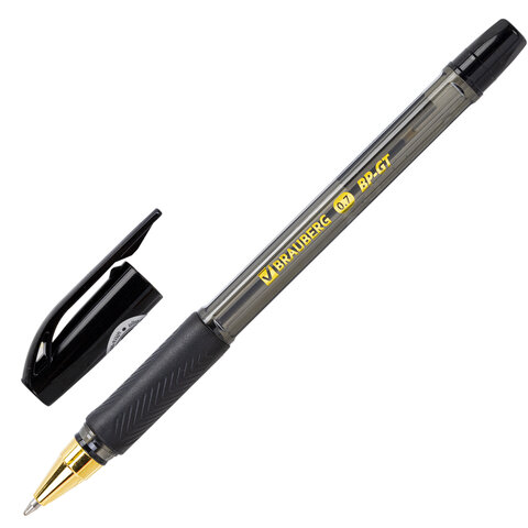 Ручка шариковая BRAUBERG BP-GT GLD BLACK, корпус тонированный, пишущий узел 0,7 мм, линия письма 0,35 мм