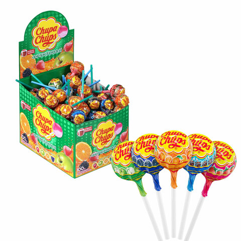 Карамель CHUPA CHUPS (Чупа-Чупс) фруктовая с соком + кола, г