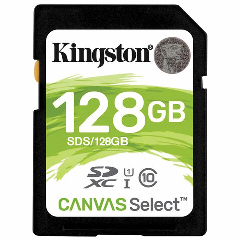 Карта памяти SDXC GB KINGSTON Canvas Select Plus UHS-I U1, 100 Мб/сек (class 10), SDS2/128GB