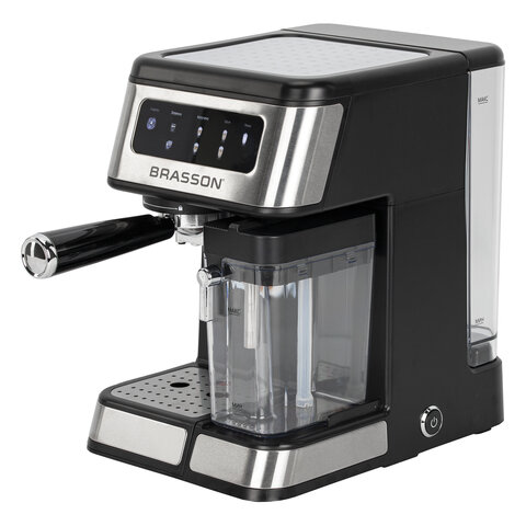 Кофеварка рожковая со встроенным капучинатором BRASSON (БРАССОН) CM-1830, 4 напитка, дисплей, 1,6 л, 1250 Вт, 20 бар