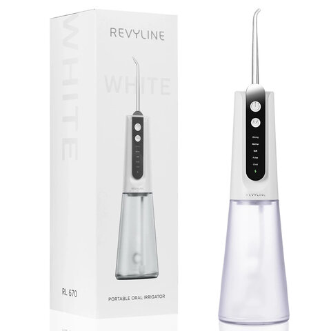Ирригатор для полости рта REVYLINE RL 670, емкость резервуара 0,27 л, 2 насадки