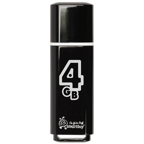 Флеш-диск 4 GB, SMARTBUY Glossy, USB 2.0, SB4GBGS-K
