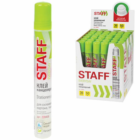 Клей канцелярский STAFF EVERYDAY, мл, сетчатый аппликатор
