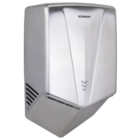 Сушилка для рук ВЫСОКОСКОРОСТНАЯ АНТИВАНДАЛЬНАЯ SONNEN K2022A, 1300 Вт, 150 м/с, IPX1, 72 дБ, нержавеющая сталь