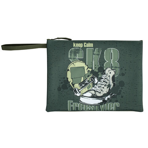 Папка для тетрадей BRAUBERG А4, 1 отделение, полиэстер, на молнии, с ручкой, 