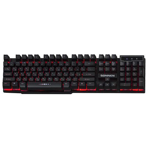 Клавиатура проводная SONNEN KB-7010, USB, 104 клавиши, LED-подсветка