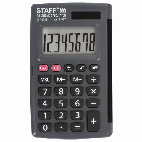 Калькулятор карманный STAFF STF-6248 (104х63 мм), 8 разрядов, двойное питание