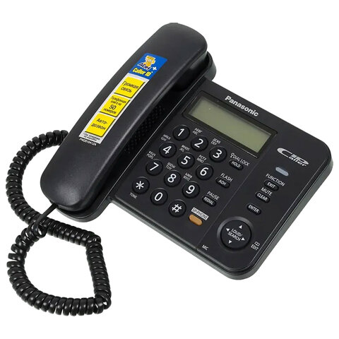 Телефон PANASONIC KX-TS2358RUB, память 50 номеров, АОН, спикерфон, ЖК дисплей с часами, тональный / импульсный режим