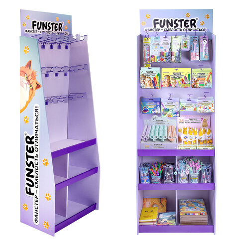 Стойка напольная для размещения товара FUNSTER, 180x60x40 см, 3 полки, 16 крючков