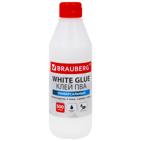 Клей ПВА BRAUBERG, 0,5 кг, универсальный (бумага, картон, дерево)