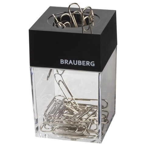 Скрепочница магнитная BRAUBERG с 30 скрепками, корпус