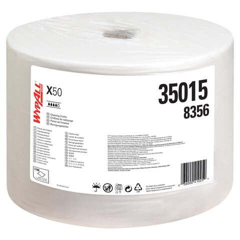 Протирочный нетканый материал KIMBERLY-CLARK Wypall X50, 1100 листов в рулоне, 24,9х34 см