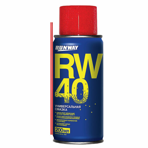 Смазка универсальная RW-40 (аналог WD-40) мл, аэрозоль с трубочкой, RUNWAY RW6096