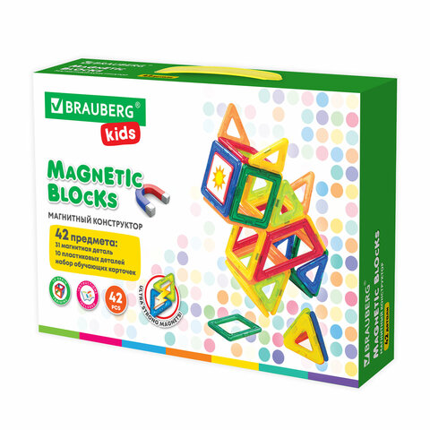 Магнитный конструктор BIG MAGNETIC BLOCKS-42, 42 детали, BRAUBERG KIDS