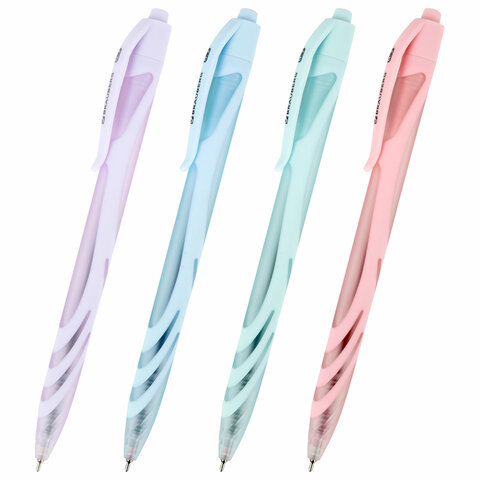 Ручка шариковая автоматическая BRAUBERG ULTRA COLOR PASTEL, soft-touch, пишущий узел 0,7 мм, линия 0,35 мм